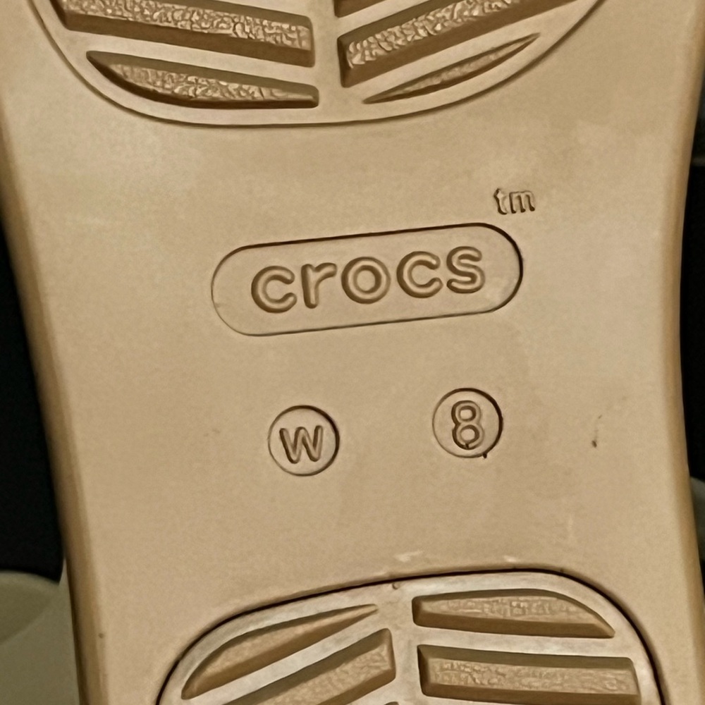 NWOT CROCS Women's Brooklyn Ankle Strap Cream and Brown Wedge Sandals - Picture 13 of 13